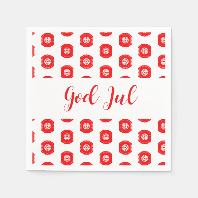 Gott Jul Frohe Weihnachten skandinavisches Muster  Serviette (Vorderseite)