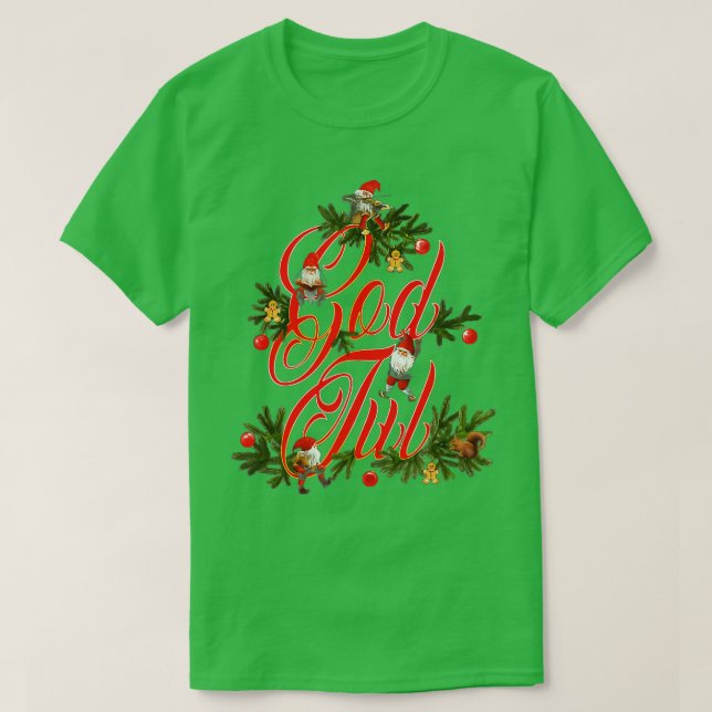 Gott Jul Norwegische Weihnachten Norwegen Elves Ju T-Shirt (Design vorne)