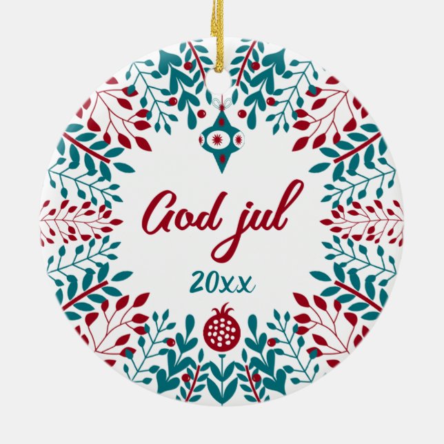 Gott jul, Norwegischer Weihnachtsgrüß Keramik Ornament (Hinten)
