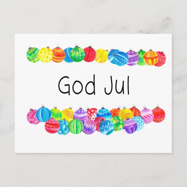 Gott Jul Schweden Weihnachten , Aquarell Postkarte (Vorderseite)