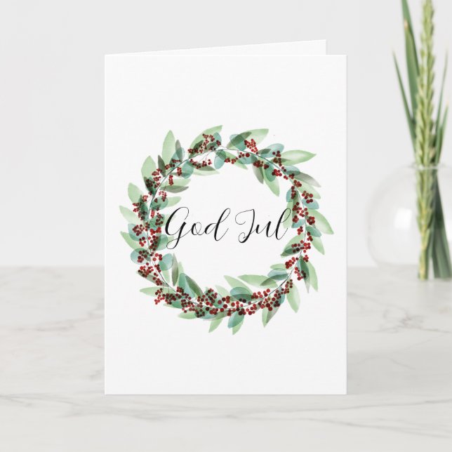 Gott Jul, Schwedischer Weihnachtskranz Feiertagskarte (Vorderseite)