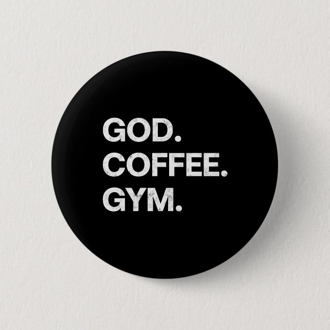 Gott Kaffeemaschine Funny Christlich Workout T-Shi Button (Vorderseite)
