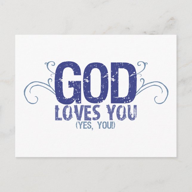 Gott Liebe dich (ja, du!) Postkarte (Vorderseite)