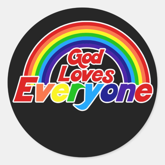Gott Lieben Jeder Gay Rainbow Runder Aufkleber (Vorderseite)