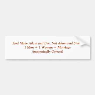 Gott machte Adam und Eve, nicht Adam und Mann Autoaufkleber