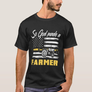 Gott machte einen Bauer American Flag Traktor Baue T-Shirt