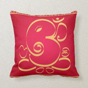 Gott OM Ganesha auf Rot Kissen
