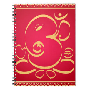 Gott OM Ganesha auf Rot Notizblock