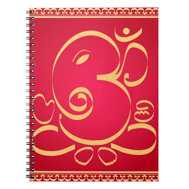 Gott OM Ganesha auf Rot Notizblock (Vorderseite)