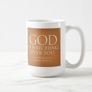 Gott passt über Sie auf. Goldbecher Kaffeetasse