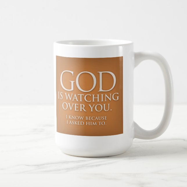 Gott passt über Sie auf. Goldbecher Kaffeetasse (Rechts)