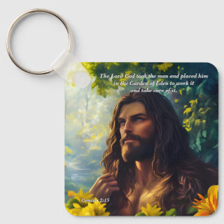 Gott platzierte den Menschen in den Garten, Gott & Schlüsselanhänger