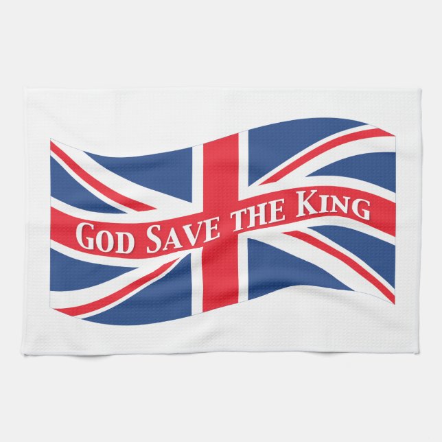 Gott Rettete den König mit Union Jack Geschirrtuch (Horizontal)