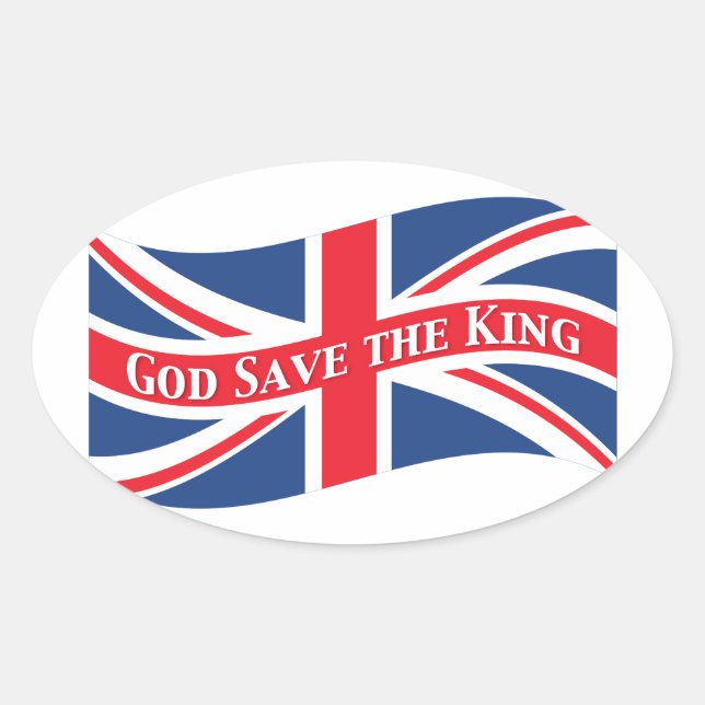 Gott Rettete den König mit Union Jack Ovaler Aufkleber (Vorderseite)