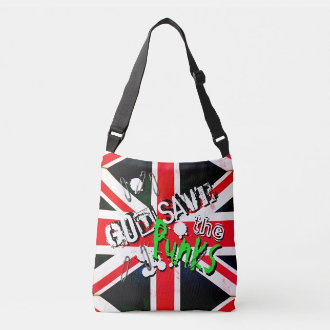 Gott Rettete den Punk's Not Dead Grunge Union Jack Tragetaschen Mit Langen Trägern (Vorderseite)
