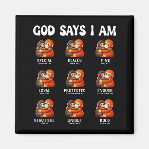 Gott sagt christliche Bestätigungen süßer Affe Magnet