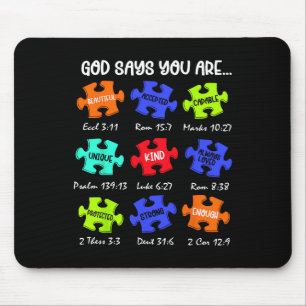 Gott sagt, du bist Autismus Bewusstsein Puzzle Kin Mousepad