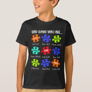 Gott sagt, du bist Autismus Bewusstsein Puzzle Kin T-Shirt
