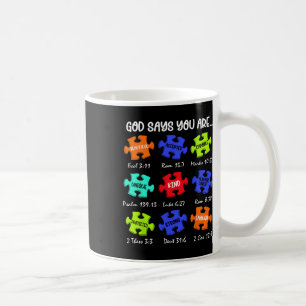Gott sagt, du bist Autismus-Bewusstseinspuzzle Sei Kaffeetasse