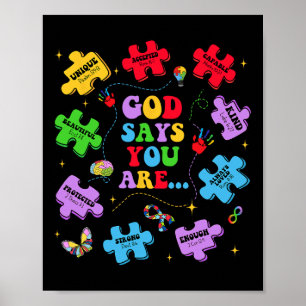 Gott sagt, du bist Autismus Christlich Jesus Bible Poster