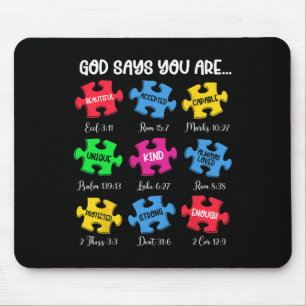 Gott sagt, du bist Bibelverse Christliche Autismus Mousepad