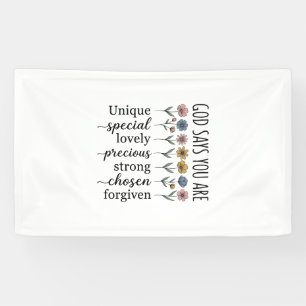 Gott sagt, du bist florales christliches Vektordes Banner