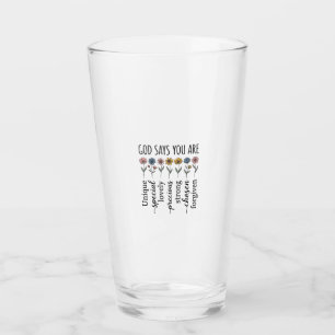 Gott sagt, du bist florales christliches Vektordes Glas