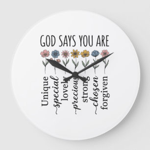Gott sagt, du bist florales christliches Vektordes Große Wanduhr