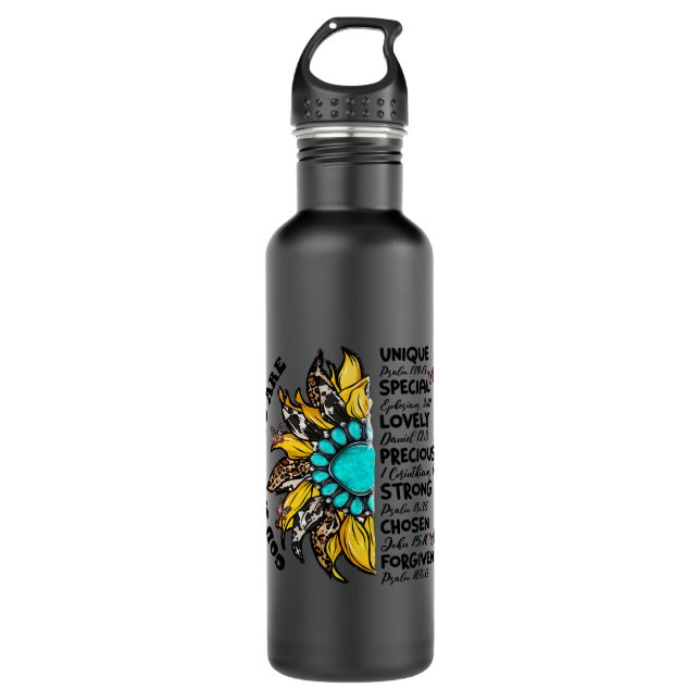 Gott sagt, du bist Inspiration Sonnenblume Glauben Edelstahlflasche (Vorderseite)