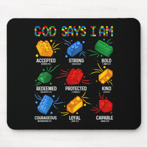 Gott sagt, ich baue Ziegel Meister Erbauer Block Mousepad