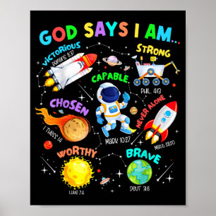 Gott sagt, ich bin Astronaut Kosmischer Planeten W Poster