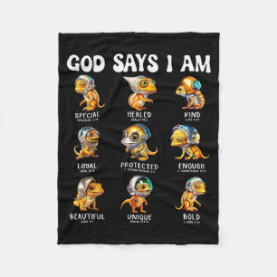 Gott sagt, ich bin Astronaut-Reptil-Schrift Bibel  Fleecedecke