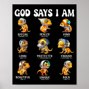 Gott sagt, ich bin Astronaut-Reptil-Schrift Bibel Poster