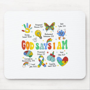 Gott sagt, ich bin Autismus Bewusstsein Kinder Chr Mousepad