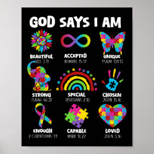 Gott sagt, ich bin Autismus Christlicher Junge Mäd Poster