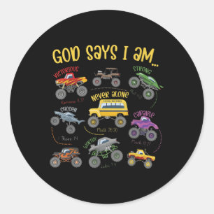 Gott sagt, ich bin Baubibel Verse Truck Toddl Runder Aufkleber