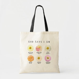 Gott sagt, ich bin Bejahung Pastell Floral Tragetasche
