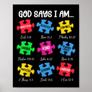 Gott sagt, ich bin Bibelverse Christlich Autismus Poster