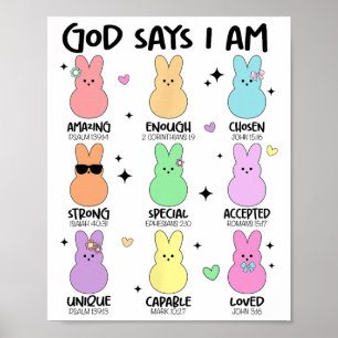 Gott sagt, ich bin Christlich Jungs Mädchen Kleink Poster