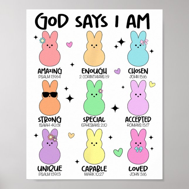 Gott sagt, ich bin Christlich Jungs Mädchen Kleink Poster (Vorne)