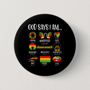 Gott sagt, ich bin Christlich Melanin Black Histor Button