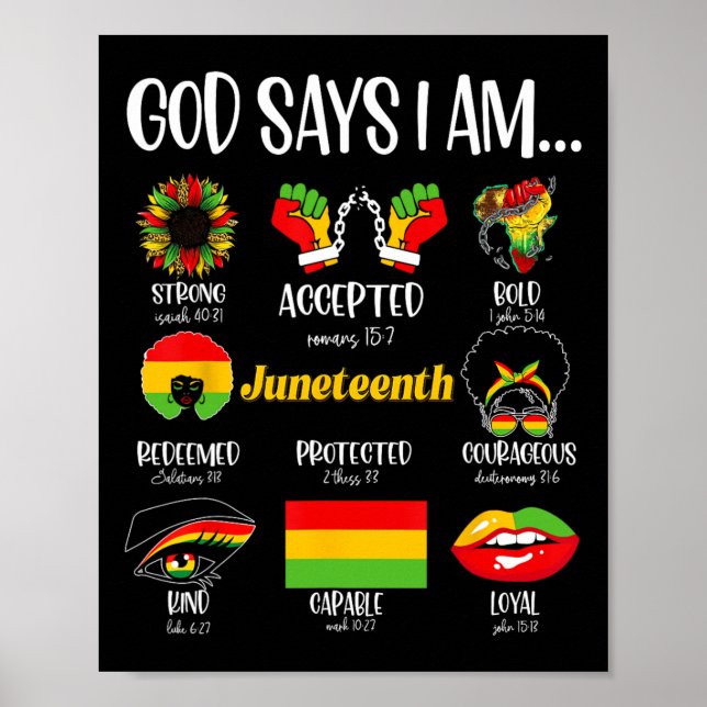 Gott sagt, ich bin Christlich Melanin Black Histor Poster (Vorne)