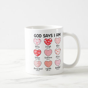 Gott sagt, ich bin christlicher Glaube Herz Valent Kaffeetasse