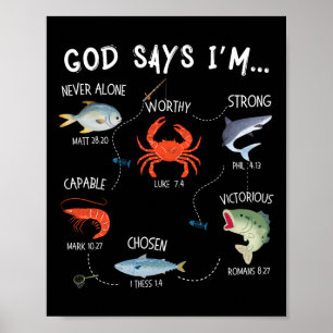 Gott sagt, ich bin ein christlicher Fischer, Bibel Poster