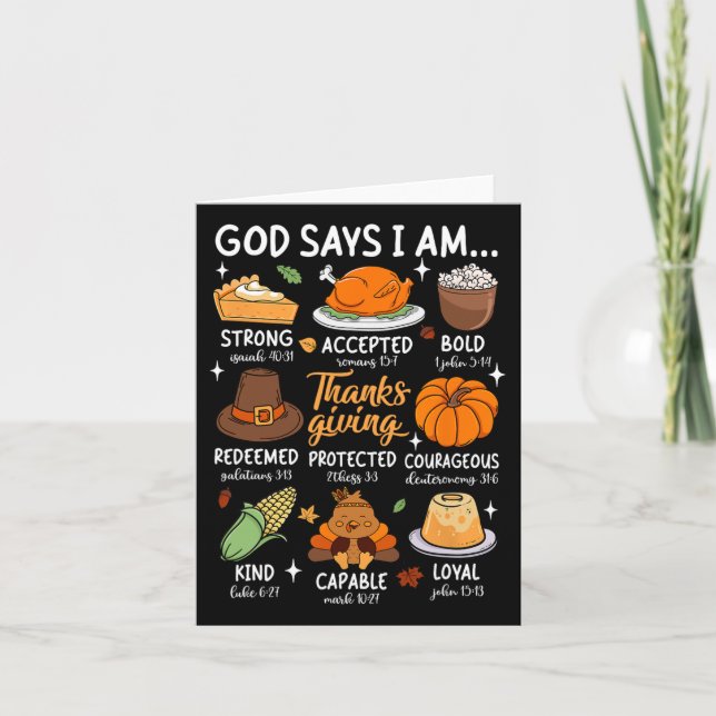 Gott sagt, ich bin Erntedank gesegnete Herbstlaub  Karte (Vorderseite)
