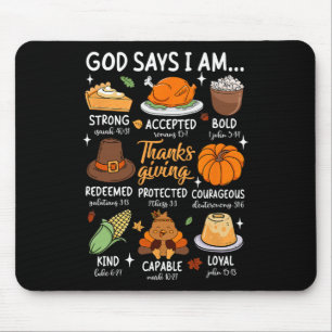 Gott sagt, ich bin Erntedank gesegnete Herbstlaub Mousepad