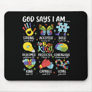 Gott sagt, ich bin freundlich Autismus-Bewusstsein Mousepad