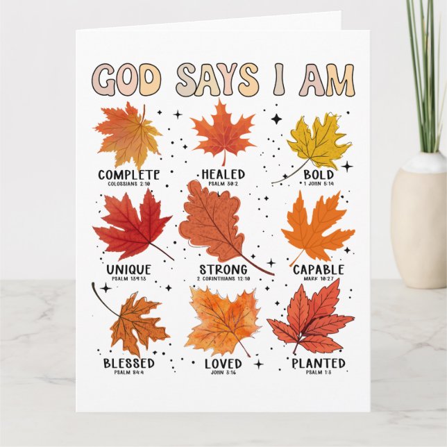 Gott sagt, ich bin Herbst Ernte Erntedank dankbar Karte (Vorderseite)