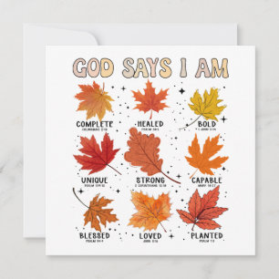 Gott sagt, ich bin Herbst Ernte fallendes Blatt Ha Einladung