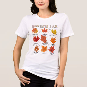 Gott sagt, ich bin Herbsternte fallen Blatt Hal Tri-Blend Shirt